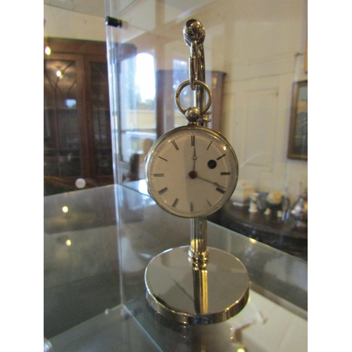 1193 - Silver Cased Half Hunter Antique Pocket Watch Roman Numeral Decorated Dial with Watch Hang Silver Pl... 