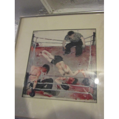 1195 - Boxing Interest Framed Fine Art Lithograph Approximately 8 Inches High x 8 Inches Wide contained wit... 