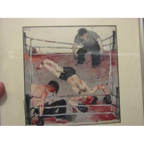 1195 - Boxing Interest Framed Fine Art Lithograph Approximately 8 Inches High x 8 Inches Wide contained wit... 