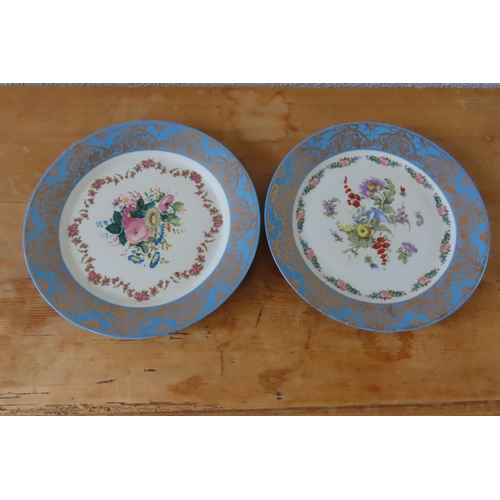 120 - Pair of Porcelain Chargers Floral Motifs Gilt Decorated Each Approximately 10 Inches Diameter