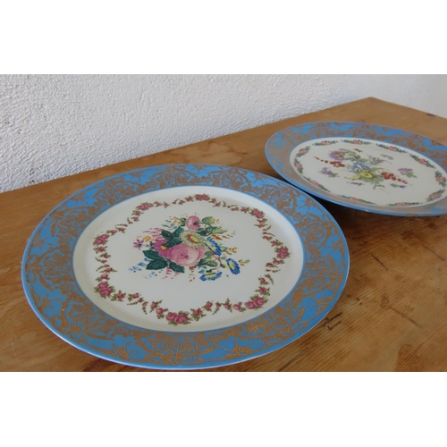 120 - Pair of Porcelain Chargers Floral Motifs Gilt Decorated Each Approximately 10 Inches Diameter