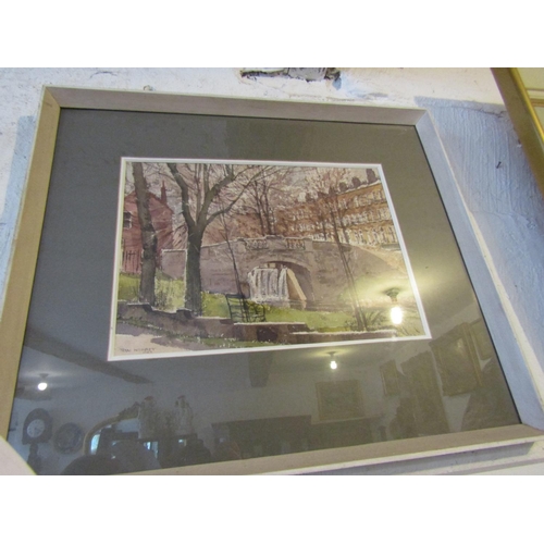 1210 - Tom Nisbet Dublin Canal Scene Watercolour Approximately 9 Inches High x 12 Inches Wide Signed