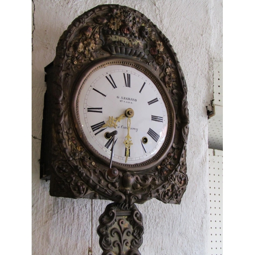 1224 - Victorian Embossed Brass Clock with Roman Numeral Decorated Dial