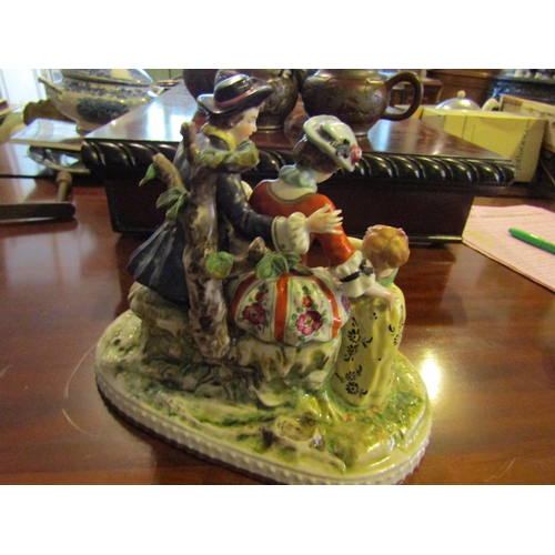 1230 - Antique Fine Porcelain Conversation Piece The Pet Bird Approximately 9 Inches Wide x 10 Inches High