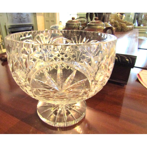 1239 - Irish Cut Crystal Table Bowl Approximately 10 Inches High x 10 Inches Diameter Pedestal Form