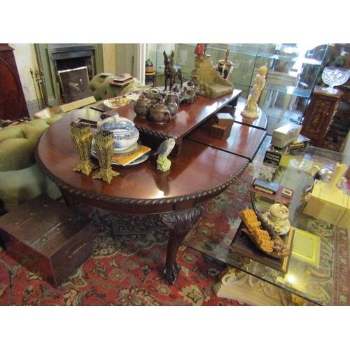 1255 - Victorian Mahogany Chippendale Dining Room Table with Two Extra Leafs Extends to Approximately 10ft ... 