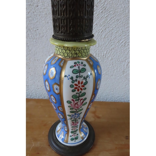 128 - Shaped Form French Table Lamp Porcelain with Brass Fittings Approximately 18 Inches High