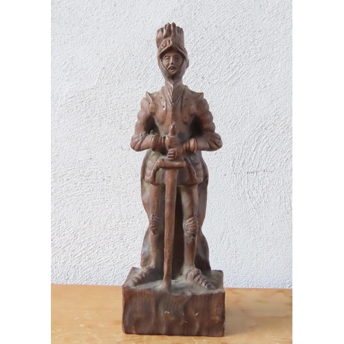 139 - Carved Wooden Figure of Military Gentleman in Armour Approximately 9 Inches High