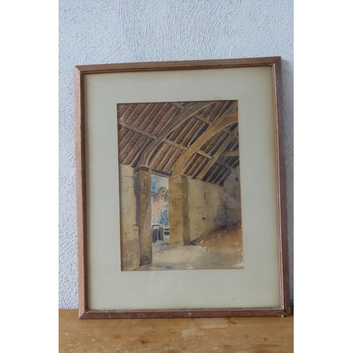 140 - Sheila M Ellis Newell House Barn Original Watercolour Frame Size Approximately 24 Inches High x 18 I... 