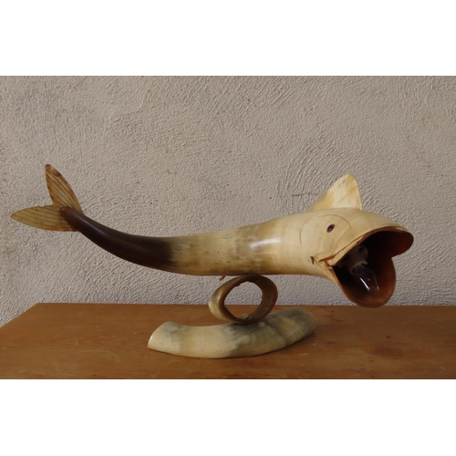 146 - Carved Bone Shark Figure Vintage Approximately 14 Inches Wide