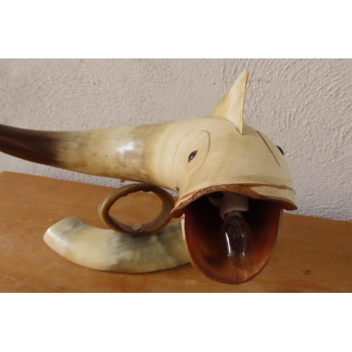 146 - Carved Bone Shark Figure Vintage Approximately 14 Inches Wide