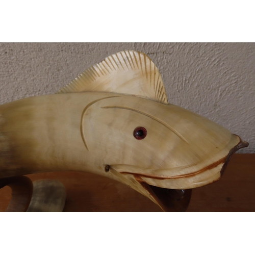 146 - Carved Bone Shark Figure Vintage Approximately 14 Inches Wide