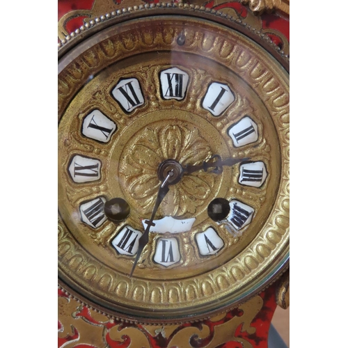 149 - Bouille Ormolu Mounted Mantle Clock Roman Numeral Decorated Dial Approximately 12 Inches High