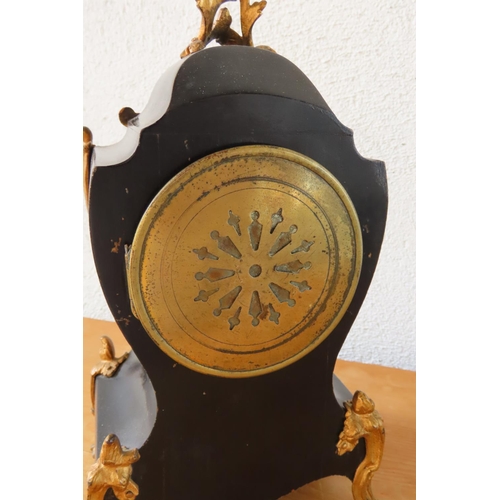 149 - Bouille Ormolu Mounted Mantle Clock Roman Numeral Decorated Dial Approximately 12 Inches High