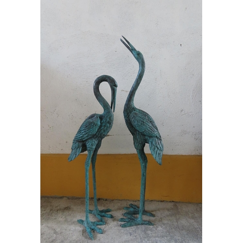 152 - Pair of Bronze Garden or Conservatory Storks Attractively Detailed Tallest Approximately 36 Inches H... 