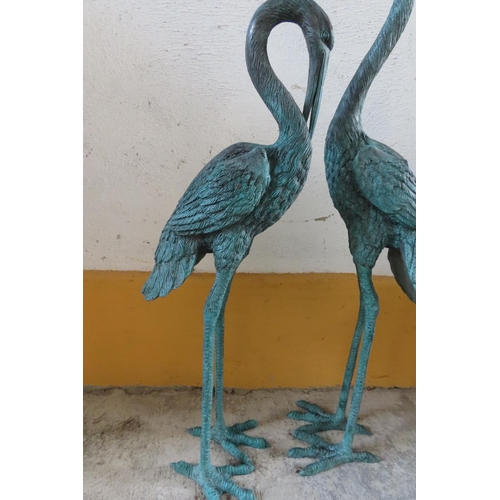 152 - Pair of Bronze Garden or Conservatory Storks Attractively Detailed Tallest Approximately 36 Inches H... 