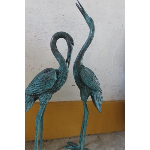 152 - Pair of Bronze Garden or Conservatory Storks Attractively Detailed Tallest Approximately 36 Inches H... 