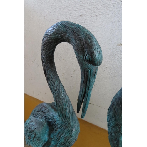 152 - Pair of Bronze Garden or Conservatory Storks Attractively Detailed Tallest Approximately 36 Inches H... 