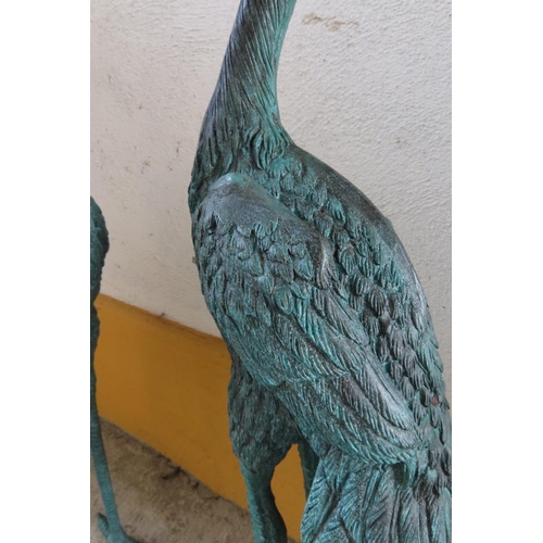 152 - Pair of Bronze Garden or Conservatory Storks Attractively Detailed Tallest Approximately 36 Inches H... 