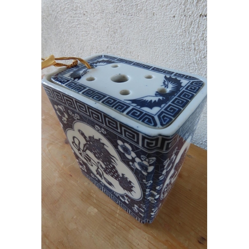 153 - Unusual Chinese Blue and White Sensor Approximately 7 Inches High x 6 Inches Wide