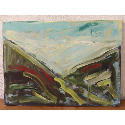 163 - Abstract School Oil on Canvas Approximately 16 Inches High x 20 Inches Wide Unsigned Unframed