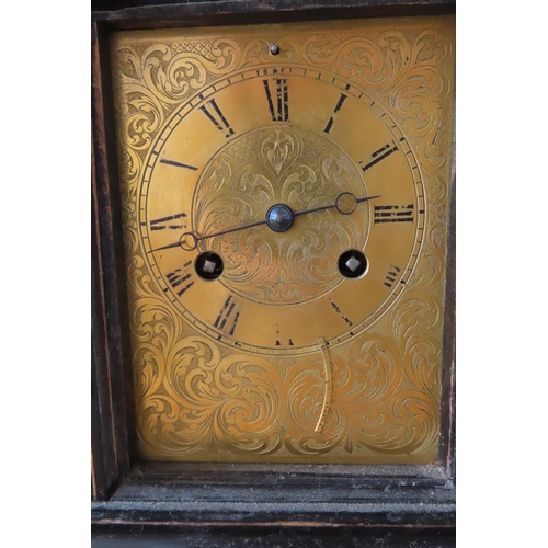 166 - Victorian Mantle Clock with Engraved Brass Face Plate Decorated Dial Approximately 10 Inches High