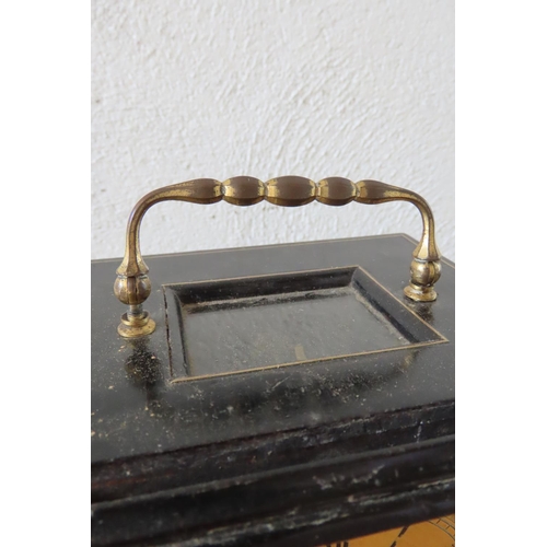 166 - Victorian Mantle Clock with Engraved Brass Face Plate Decorated Dial Approximately 10 Inches High