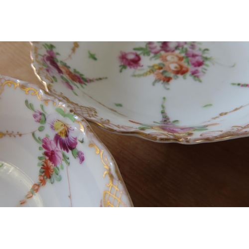 167 - Set of Six Antique Fine Porcelain Table Dishes Floral Motifs Each Approximately 6 Inches Diameter