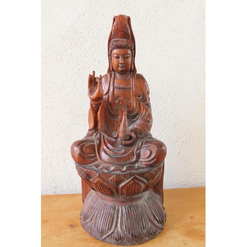 169 - Carved Seated Buddha Oriental Approximately 14 Inches High