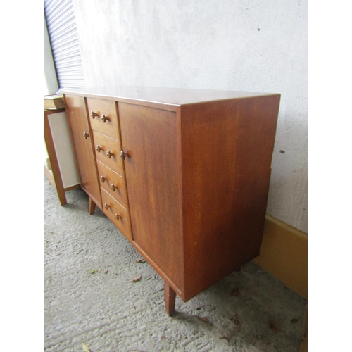 17 - Vintage Hardwood Sideboard Restrained Form with Four Central Drawers Cupboards to Either Side Approx... 