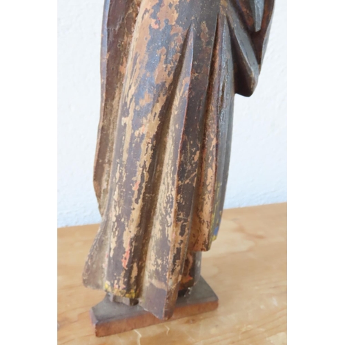 175 - Carved Wooden Figure Holy Personage Antique Approximately 12 Inches High