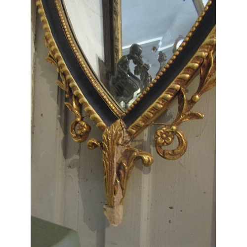 176 - Carved Gilded Shield Form Wall Mirror Approximately 36 Inches High