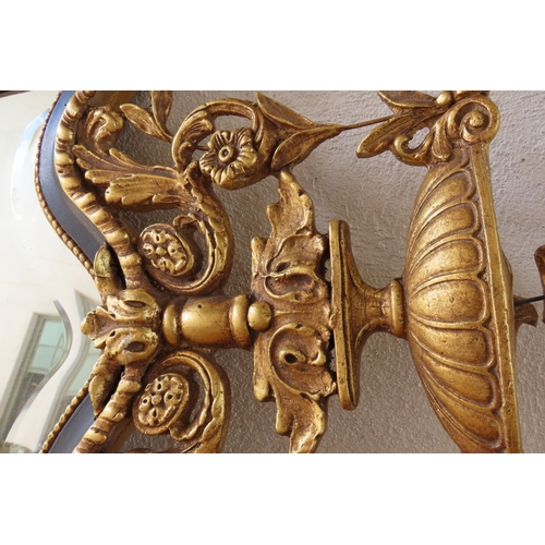 176 - Carved Gilded Shield Form Wall Mirror Approximately 36 Inches High