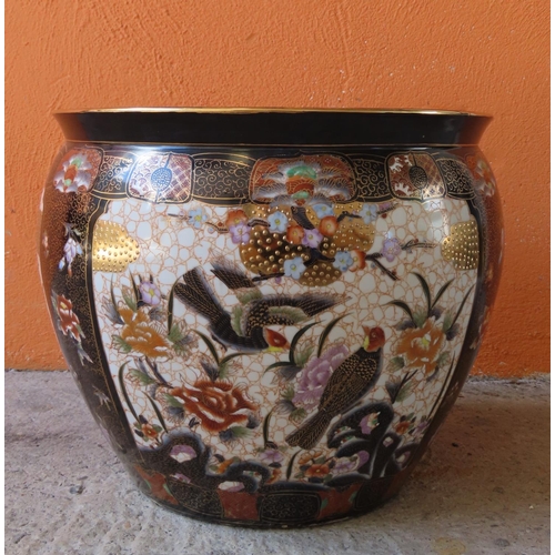 177 - Large Oriental Porcelain Jardiniere with Well Decorated Frieze Approximately 15 Inches Diameter