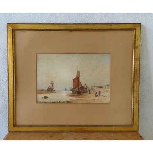 182 - TB Hardy Marine Scene with Figures contained within Gilded Frame Watercolour Frame Size Approximatel... 