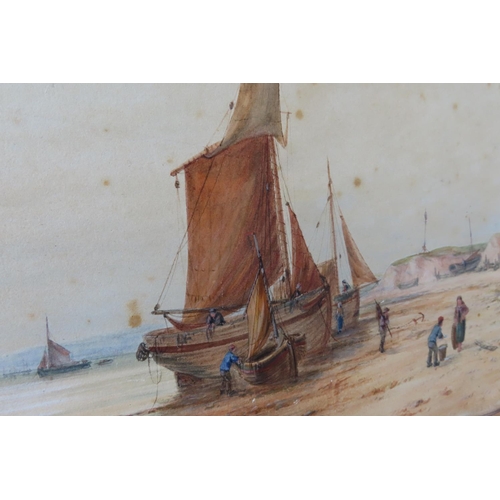 182 - TB Hardy Marine Scene with Figures contained within Gilded Frame Watercolour Frame Size Approximatel... 