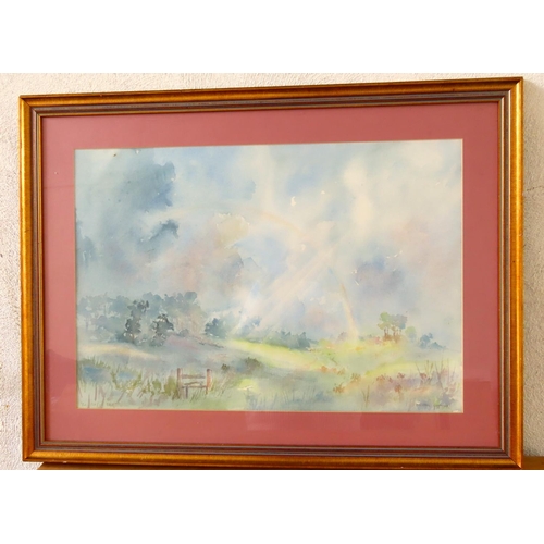 183 - The Pot of Gold Watercolour Rainbow Scene Titled Lower Left Signed Indistinctly Frame Size Approxima... 