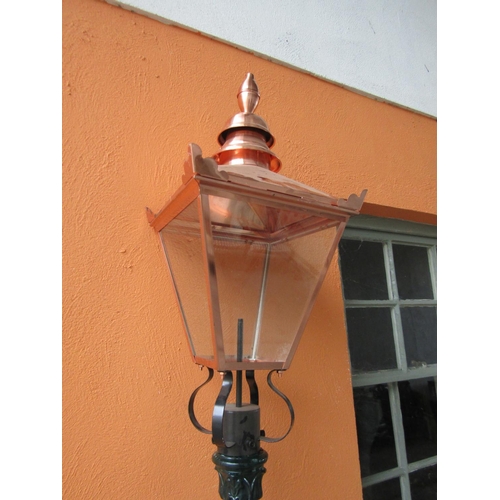 21 - Tall Avenue Lantern with Copper Hood Approximately 8ft High