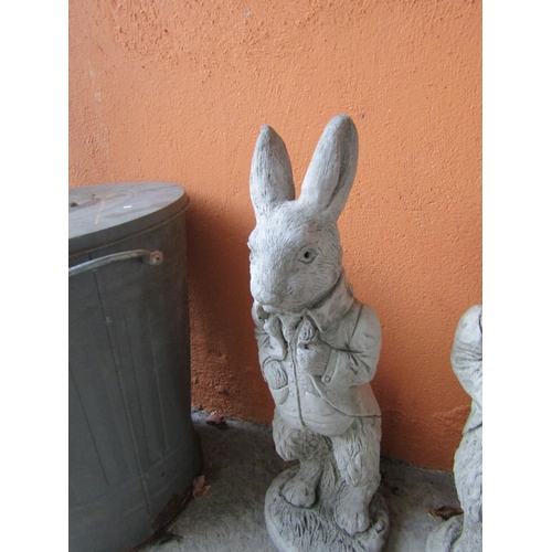 22 - Pair of Composite Stone Rabbits Each Approximately 15 Inches High