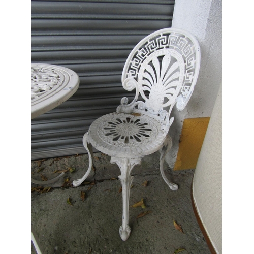 30 - Garden or Conservatory Table with Three Matching Chairs Cast Metal