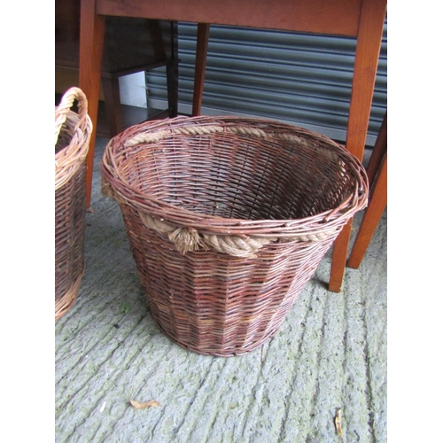 32 - Two Wicker Turf Basket Circular Tapering Form Each Approximately 16 Inches Diameter