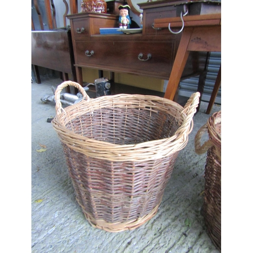 32 - Two Wicker Turf Basket Circular Tapering Form Each Approximately 16 Inches Diameter