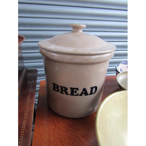 37 - Vintage Bread Container Porcelain Fired Earthenware Approximately 14 Inches High
