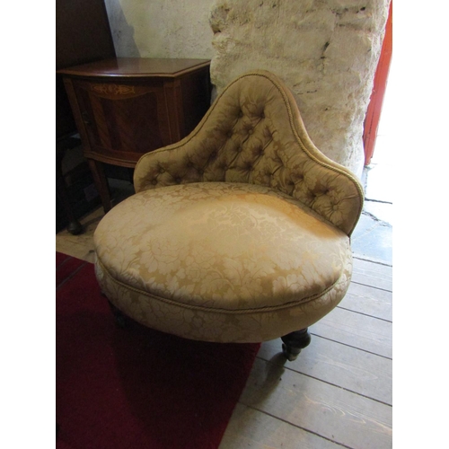 Victorian Shaped Form Well Upholstered Side Chair Turned Supports
