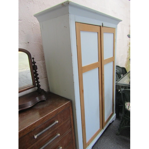 65 - Victorian Pine Two Door Wardrobe Approximately 4ft Wide x 6ft 6 Inches High