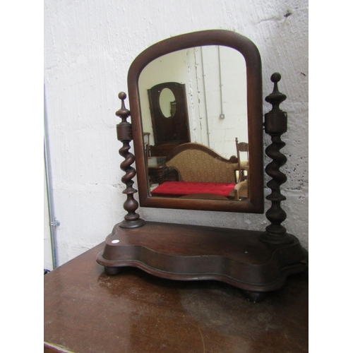 66 - William IV Mahogany Serpentine Front Dressing Table Mirror with Barley Twist Side Supports Approxima... 