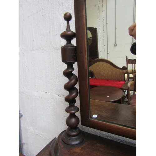 66 - William IV Mahogany Serpentine Front Dressing Table Mirror with Barley Twist Side Supports Approxima... 