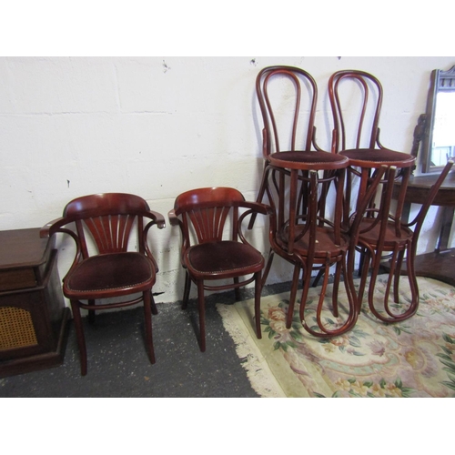 70 - Set of Eight Bentwood Armchairs Upholstered Seats includes Two Carvers