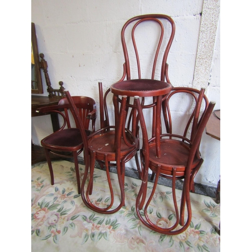 71 - Set of Six Bentwood Chairs including One Armchair Upholstered Seats