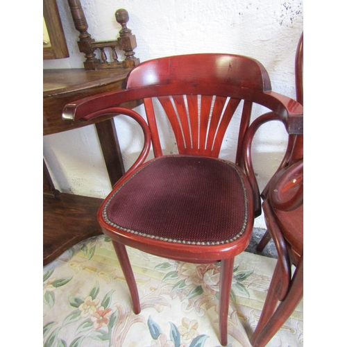 71 - Set of Six Bentwood Chairs including One Armchair Upholstered Seats